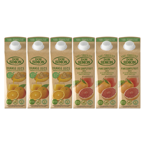 돈시몬 100% 무설탕 NFC 착즙주스 <b>오렌지</b> 1L + <b>자몽</b> 1L 3팩 + 3팩