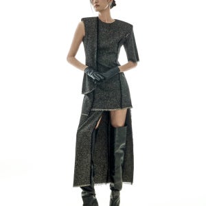 D9577 프린지 언발 미니 원피스