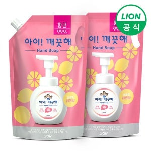 아이깨끗해 대용량 리필 1.8L 파우치 2개 손세정제 핸드워시 거품비누
