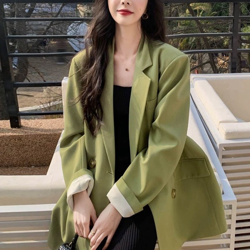 PETITBATH여성 올리브그린 투버튼 오버핏 블레이저 자켓 L 녹색 RJX20250809WT39