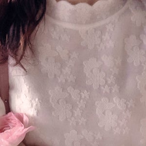 [LABEL] 허밍꽃패턴 러블리 물결넥 반폴라 니트 [size:F(55~77)]