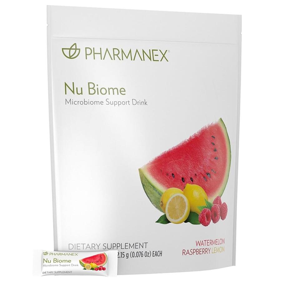 [아마존 공식]<b>Nu Skin</b> Pharmanex Nu Biome | 장 및 면역 건강 보충제 | 소화 균형 및 <b>에너지</b> 지원 | 프리바이오틱 및 항산화 포뮬러 | 30팩 | 수박 라즈