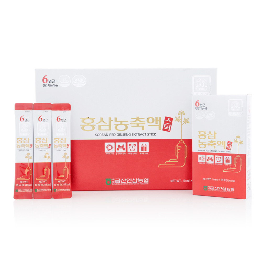 <b>백제금산인삼농협</b> 삼지원 6년근 홍삼농축액 스틱 10mlx30포 홍삼진액 선물세트  1박스