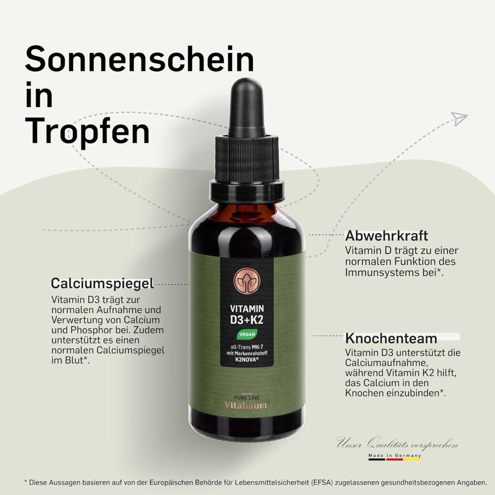 독일 Vitabaum <b>비타바움 비타민 D3</b> + K2 드롭스 50ml