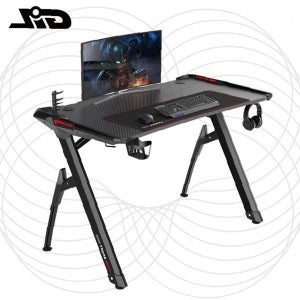 게이밍책상 컴퓨터데스크 카본패턴 헤드셋걸이 컵홀더 일체형 작업테이블