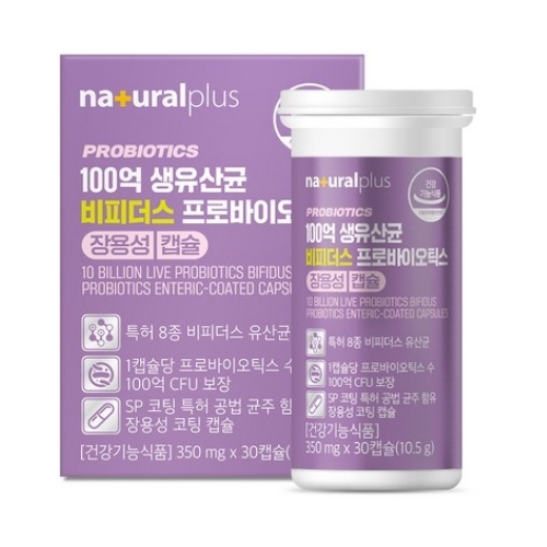 내츄럴플러스 100억 생유산균 비피더스 프로바이오틱스 장용성캡슐 350mg x 30캡슐, 3개