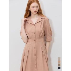 [쉬즈미스] 고품격 린넨 블렌디드 오픈칼라 원피스 (택가격: 378000원)