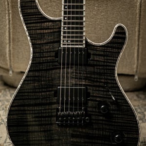 Mayones Regius V24 6 (Black Limba Body) Flamed Maple Top (5A Grade)-Trans Graphite Gloss w/Match Fig