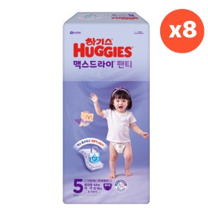 하기스 2025 맥스드라이 팬티형 5단계 여아 44매X8팩