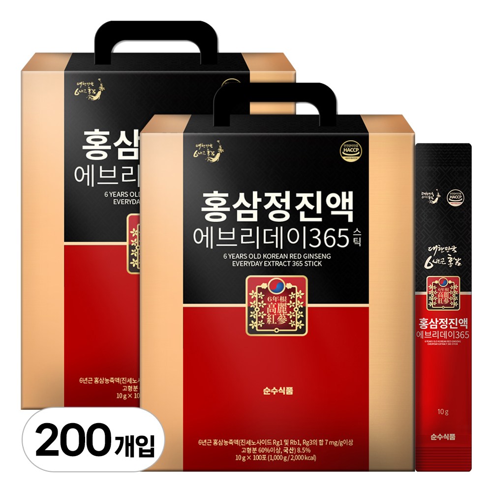 순수식품 홍삼정진액 에브리데이 365 스틱 10g 200개