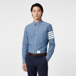 톰브라운 배송  남성 4바 샴브레이 셔츠 스트레이트핏 MWL272E 00111 450