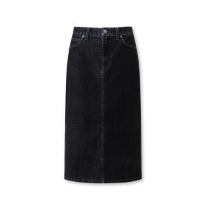 여성) 데님 벨벳 미디 스커트