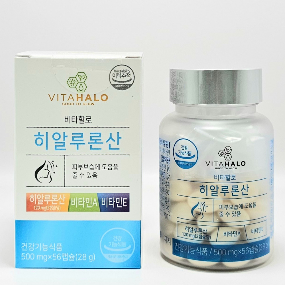 <b>비타할로</b> 히알루론산 500mg <b>피부보습</b>영양제 56캡슐, 1개