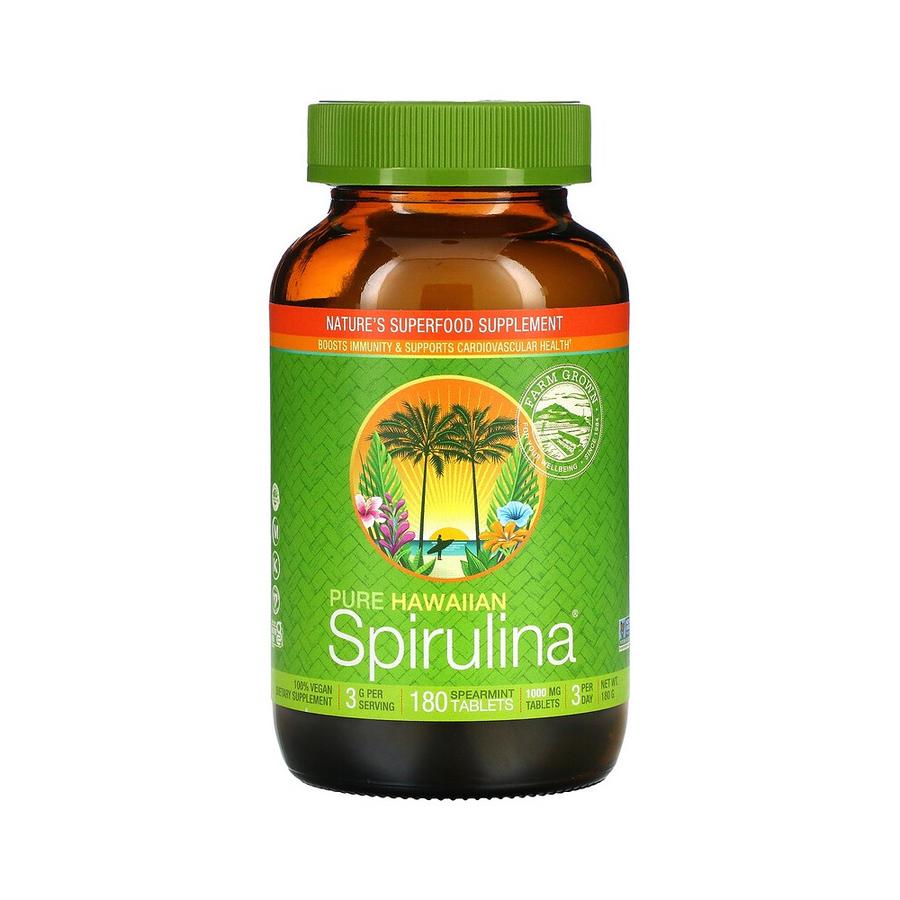 [아이허브] 뉴트렉스하와이 퓨어 하와이안 <b>스피루리나 스피어민트</b> 1000mg 180캡슐, Nutrex