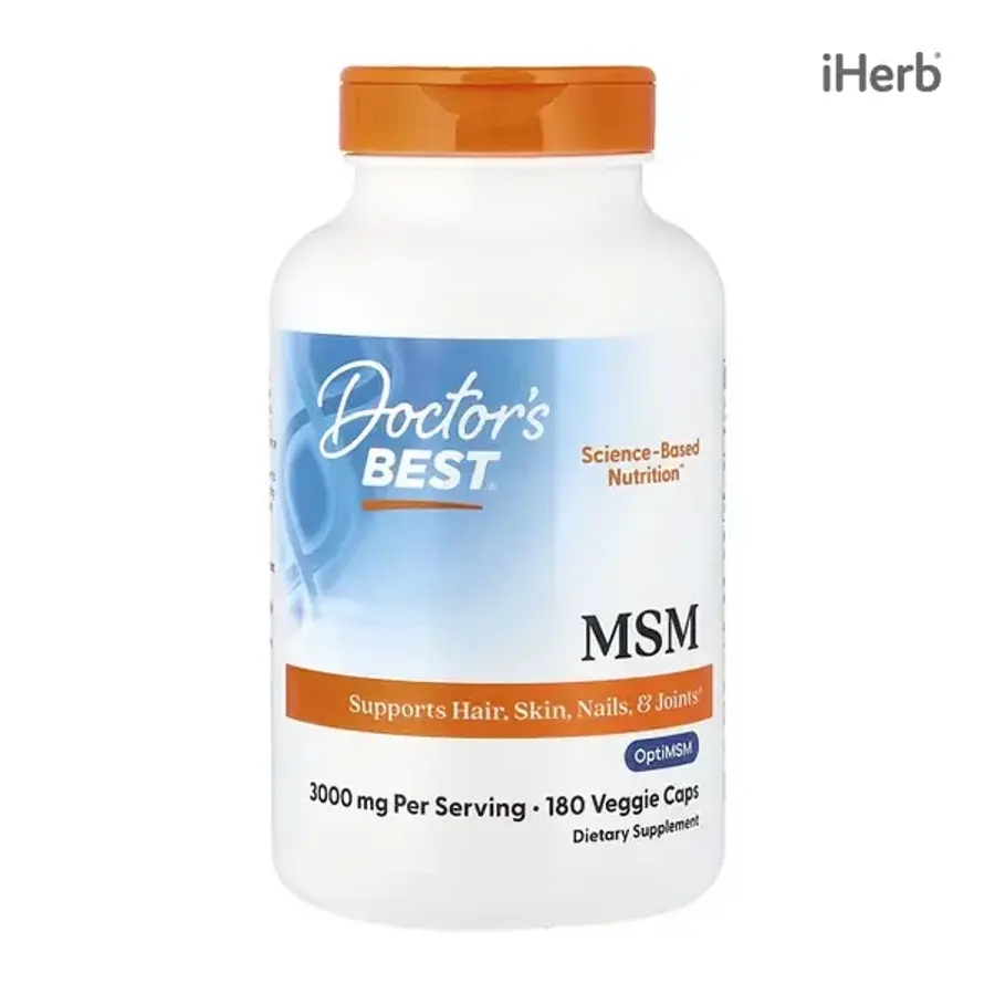 [아이허브] 닥터스베스트 <b>MSM with OptiMSM 1000mg</b> 180캡슐, 식이유황 콜라겐 관절 모발 Doctor’s Best