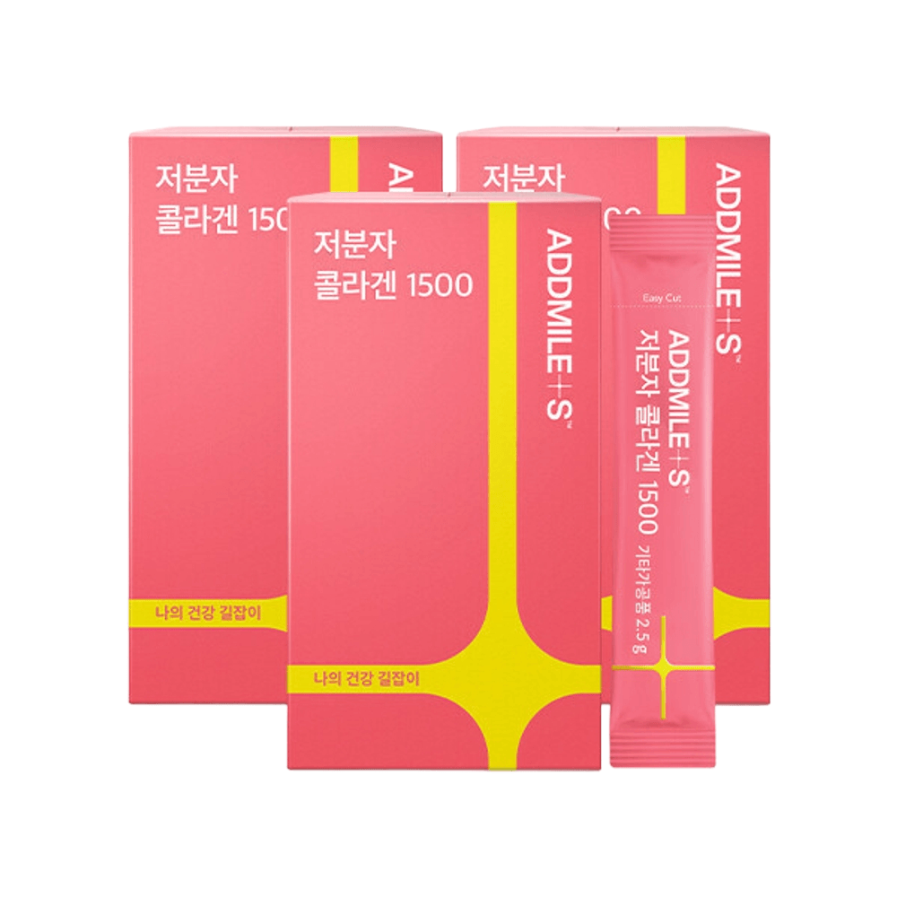 <b>애드마일스</b> 저분자 <b>피쉬 콜라겐</b> 1500 히알루론산 90포, 3개