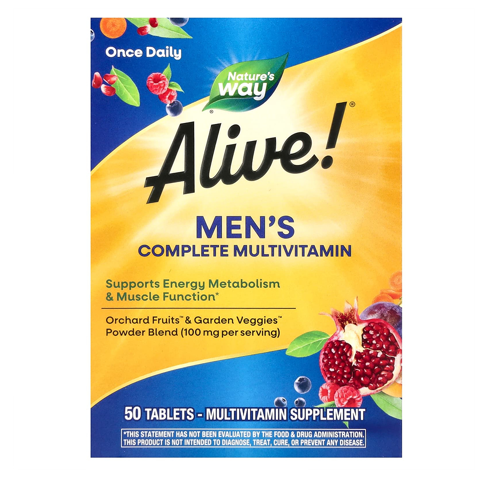 네이쳐스웨이 네이처스웨이 Alive 남성용 에너지 <b>컴플리트</b> 종합비타민 50정, 1개