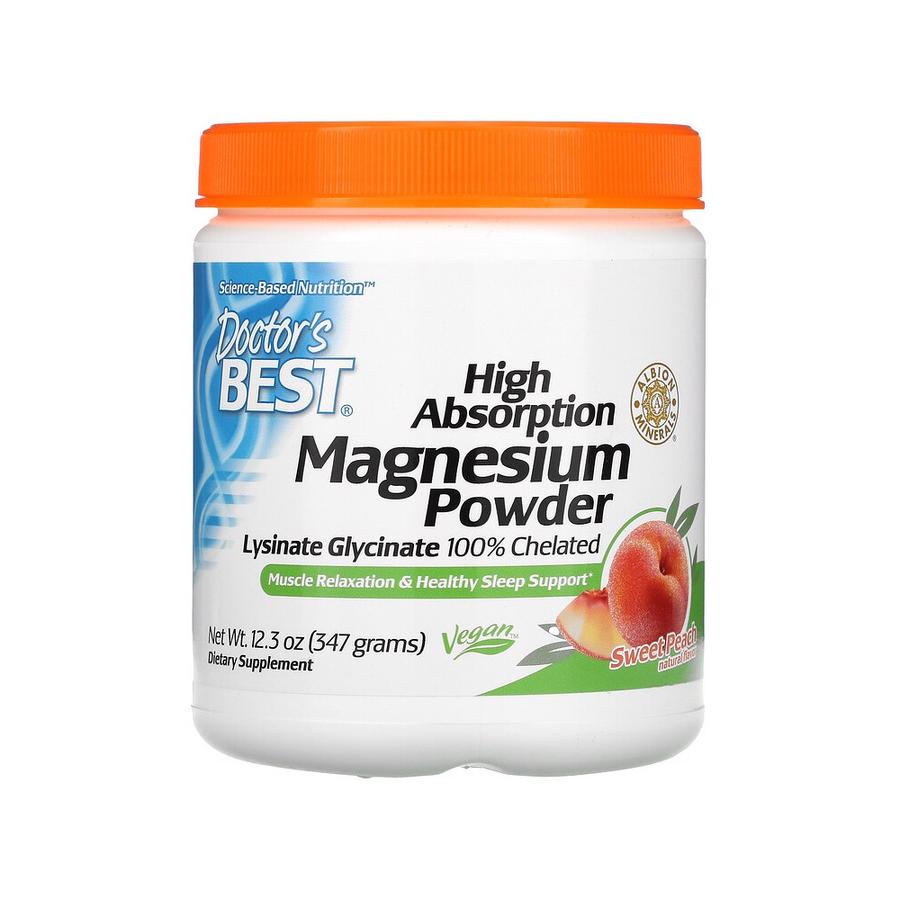 [아이허브] 닥터스베스트 고흡수 <b>마그네슘 파우더 복숭아맛</b> 347g, 킬레이트 뼈 심장 신경 Doctor’s Best