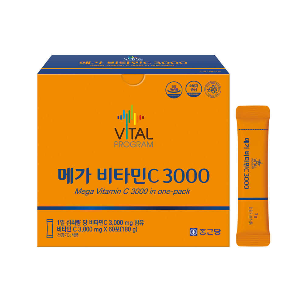 종근당 바이탈프로그램 메가 비타민C 3000 3000mg x 60포, 1개