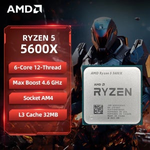 AMD Ryzen 5 5600X AMD R5 5600X CPU 6코어 12스레드 4.6GHz 언락 데스크탑 프로세서 소켓 AM4 게이밍 CPU (패키지 미포함)