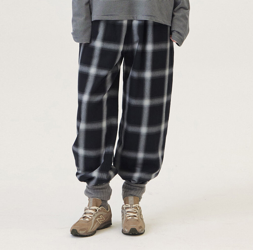 [그로브] MONET CHECK PANTS (BLACK)