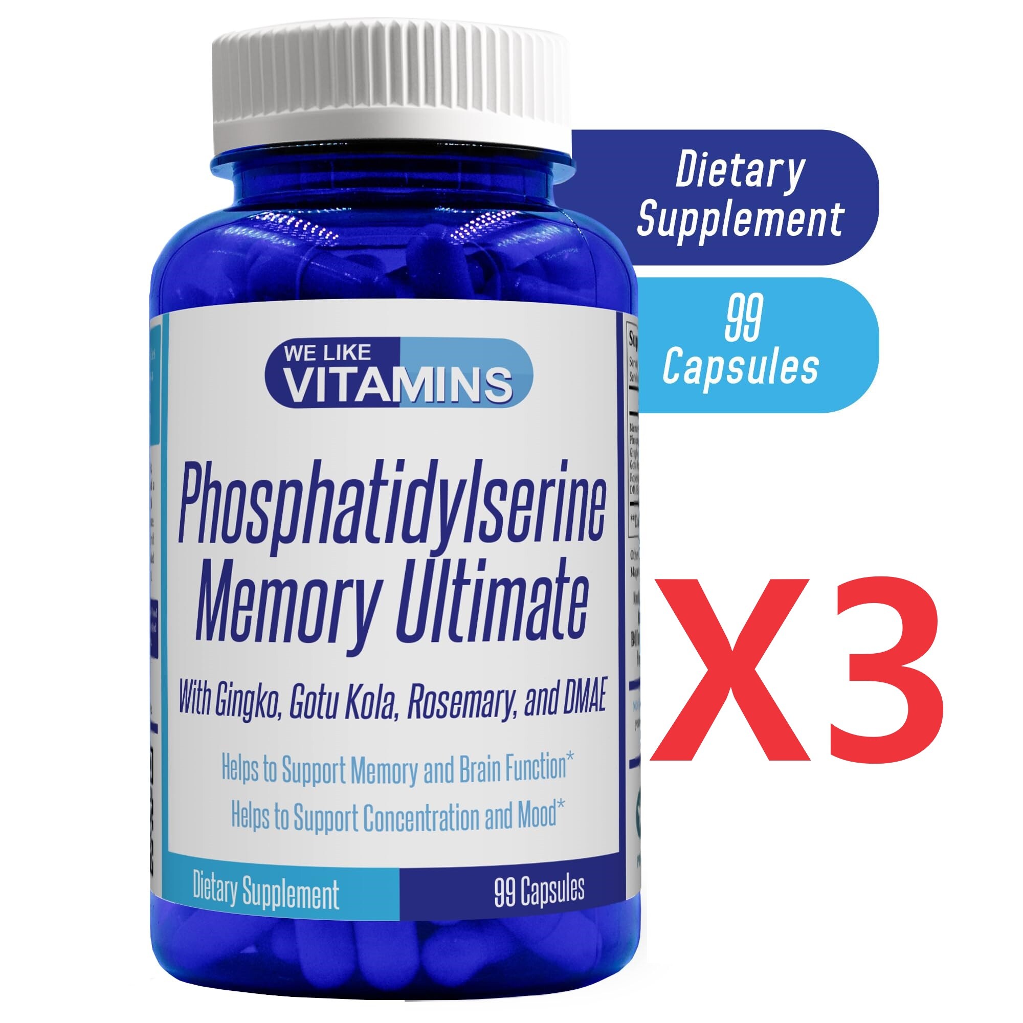 <b>위라이크비타민</b>즈 <b>위라이크비타민</b> 포스파티딜세린 메모리 얼티메이트 1000mg 99캡슐 3개