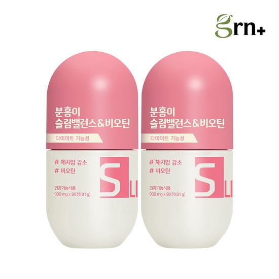 <b>GRN</b> 분홍이 슬림밸런스 &amp; 비오틴 활력 <b>에너지</b> 다이어트식품 81g  90정  2개