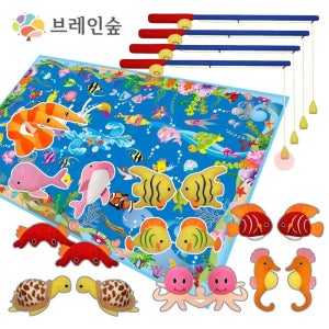 유아 낚시놀이 바다 그림매트 찍찍이 낚시대 운동 아기낚시