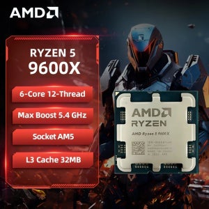 AMD Ryzen 5 9600X AMD R5 9600X CPU 6코어 12스레드 5.4GHz 언락 데스크탑 프로세서 소켓 AM5 게이밍 CPU (패키지 미포함)