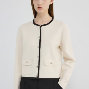 라운드넥 라인 배색 가디건_ASKCDQ11010