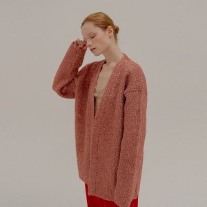 잉크 POBE Oversized Metallic Ribbedknit Cardigan Bronze
