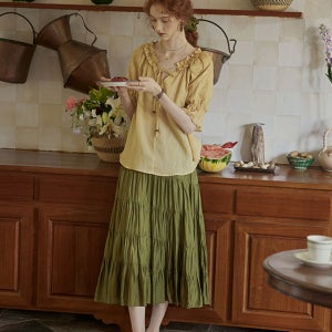 [프라우드마리] 7/31일 예약배송_PM_Side slit pleated long skirt PM_Side slit pleated long skirt