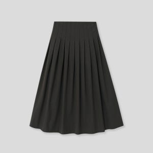 [엘로주] Della Wool Pleats Skirt (Charcoal)