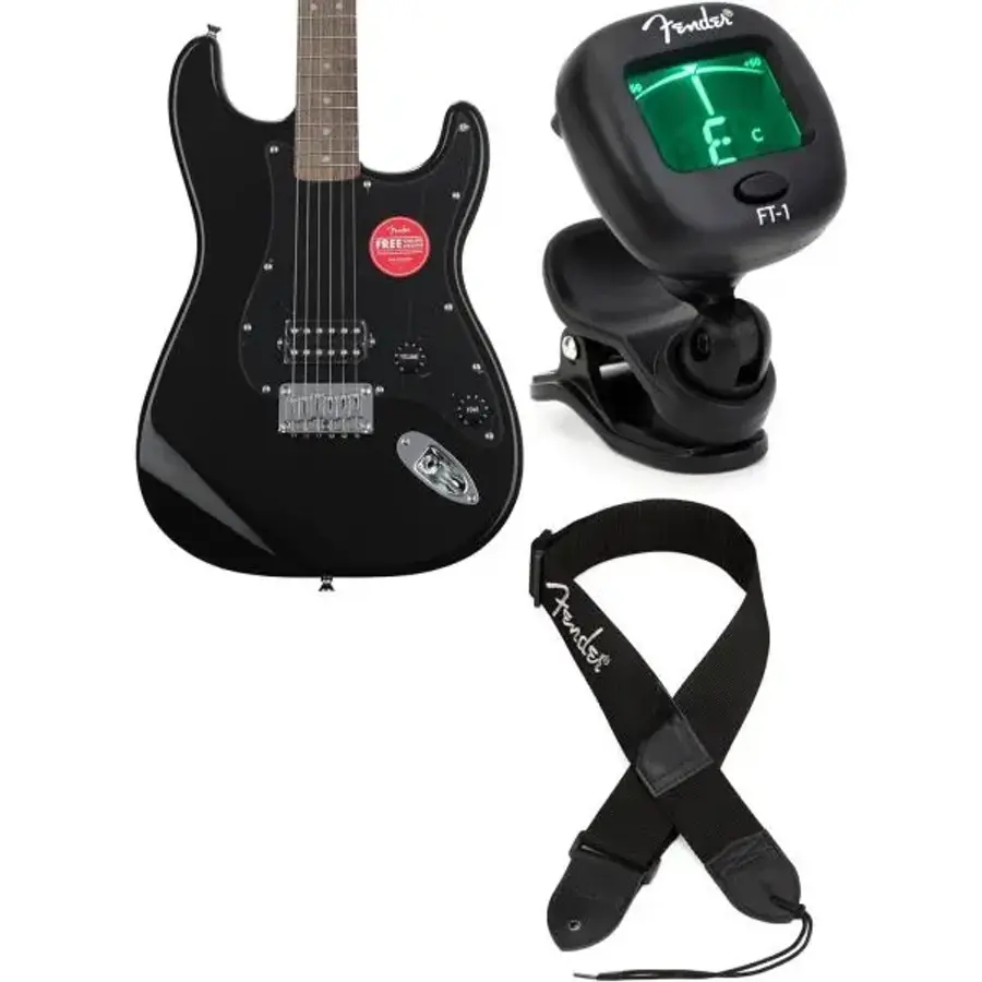 Fender 일렉기타 연습용 펜더 스퀴어 소닉 스트라토캐스터 HT H 일렉트릭 튜너와 스트랩 2665223