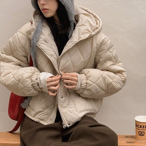 루엔 퀼팅 후드 겨울 경량 패딩