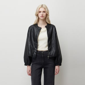 [시슬리]2026 SPRING [3/31 예약배송] 페이크 레더 블루종 점퍼 SALEE1611BK