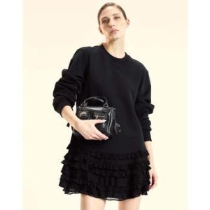 신시아 로리 숏 원피스 신시아 로울리 벨라 러플 콤보 드레스 블랙