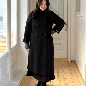 [55-99] 울100 핸드메이드 하이넥 더블 코트