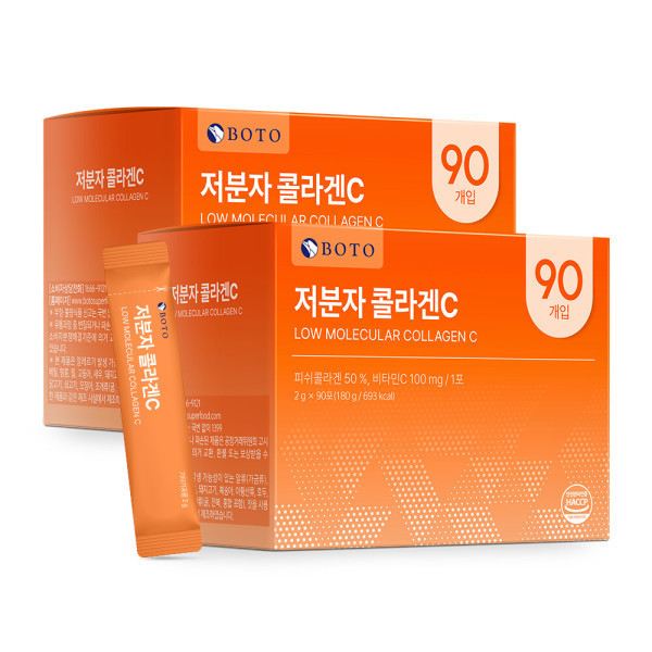 보뚜 저분자 피쉬 콜라겐 비타민C 히알루론산 유산균 90포 2박스
