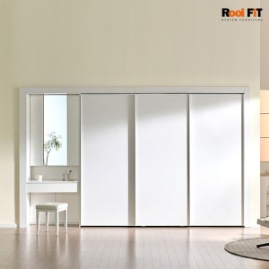 (현대Hmall) 화이트스톤 슬라이딩 화장대 붙박이장_300cm (10자)