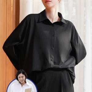 에코텍 오버핏 셔츠 살안타템 블랙 여자셔츠 카라