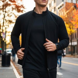 스포츠 플렉시블 맨즈 액티브웨어 집업 땀복 블랙