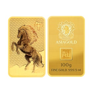 아시아골드 [아시아골드] 말 24k 순금 잠상 프레스 골드바 100g