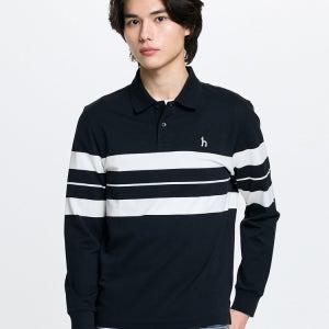 [헤지스 남성] 패턴 긴팔 폴로셔츠 HZTS6A204BK