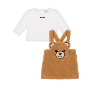 [모스키노 키즈] 베이비 코튼 티셔츠+소프트 패브릭 멜빵 테디 상하의 세트 MOKMDK037LIA00MOK20351