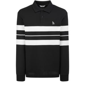 [헤지스 남성] 블랙 스트라이프배색 면혼방 긴팔카라티셔츠 HZTS6A204BK