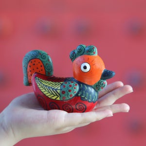 12지 닭 주황 , 장미경작가, 꼭두도예 장미경