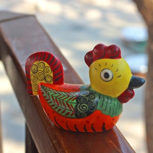 12지 닭 노랑 , 장미경작가, 꼭두도예 장미경