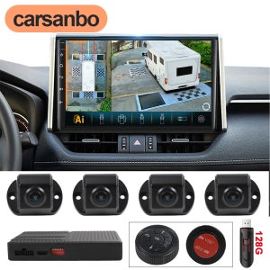 카산보 3D 어라운드 뷰 360도 차량 카메라 파노라마 이미지 시스템 DVR 녹화 주차 4개 카메라 10.25인치 모니터 교정 케이블 128G