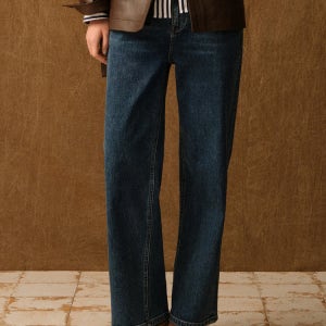 [헤지스 여성] [BEST] 세미와이드 데님 팬츠 네이비 HSPA6BC85N2